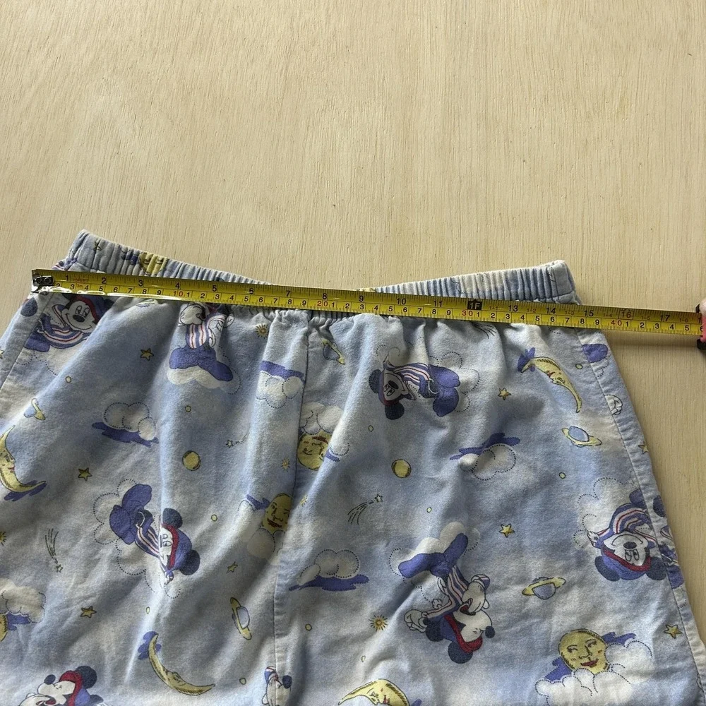 Vintage Disney Mickey Mouse Pajama Pants Size Large Blue Flannel Sleep Lounge - Picture 8 of 9